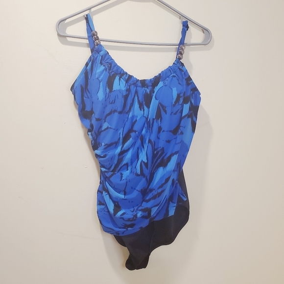 Aqua Green Vintage one piece swimmer size M - Picture 2 of 12
